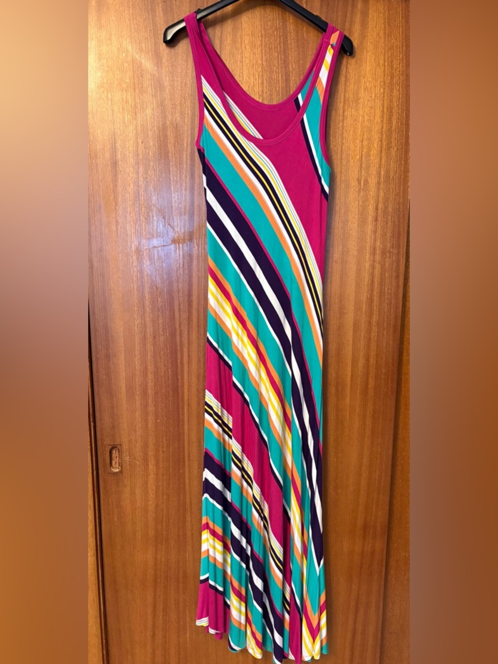 Calvin Klein Women's Fuchsia Striped Maxi Dress - Sleeveless Summer Style
